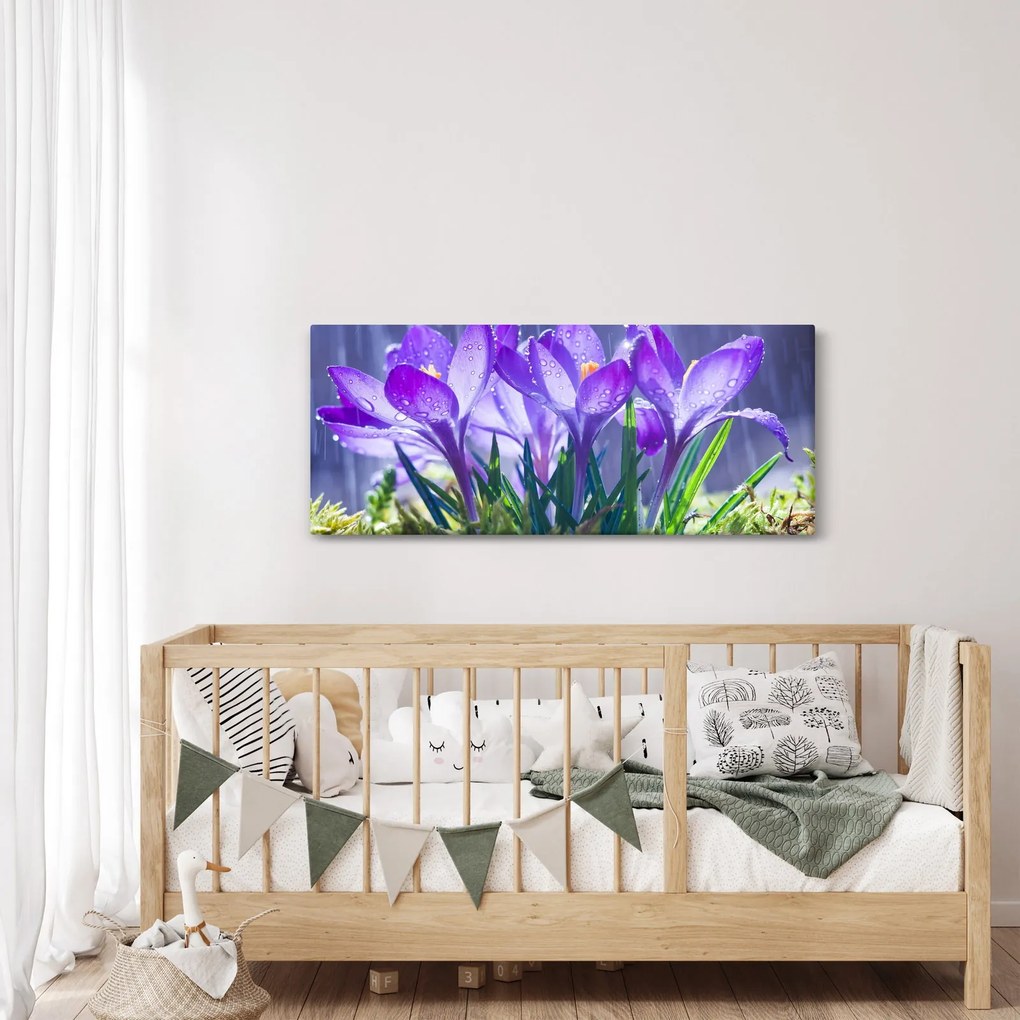 Virágok az esőben képe (120x50 cm)