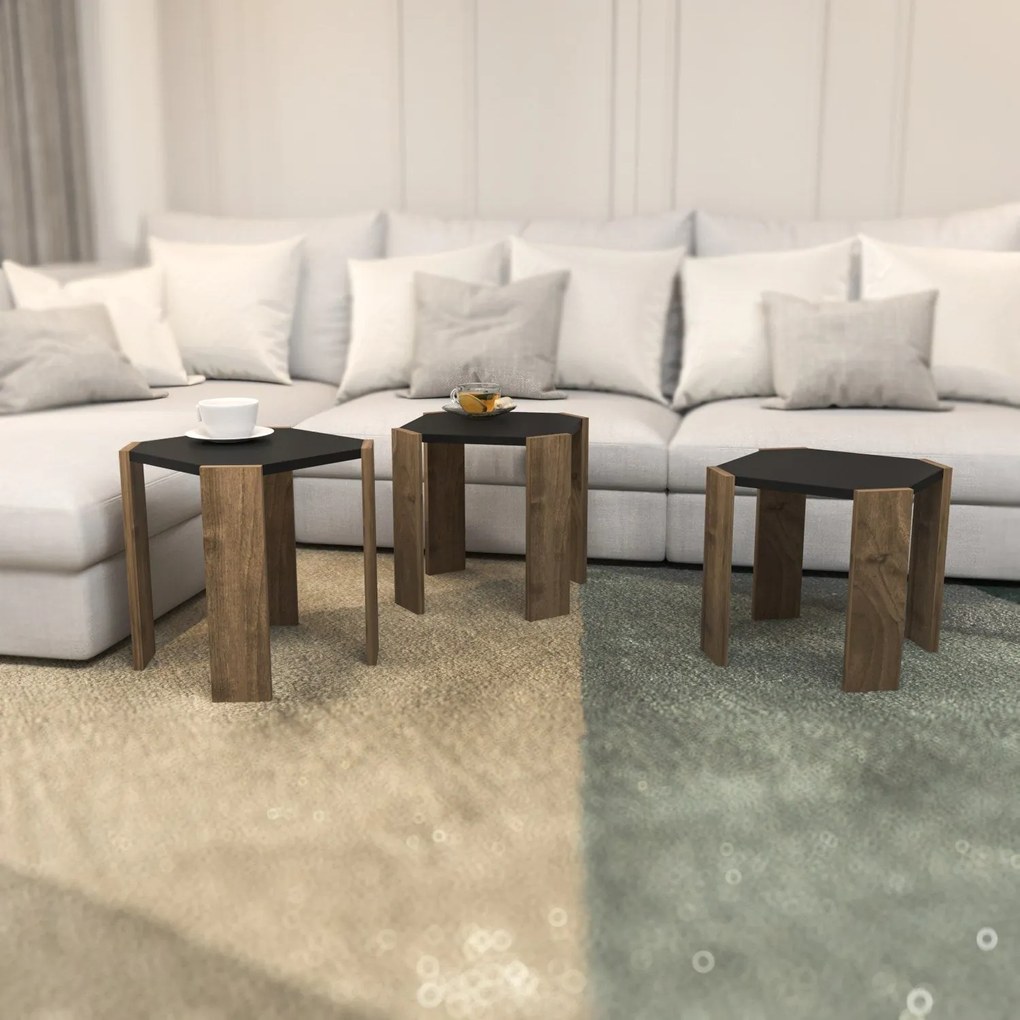 Dohányzóasztal Lori - Anthracite, Walnut