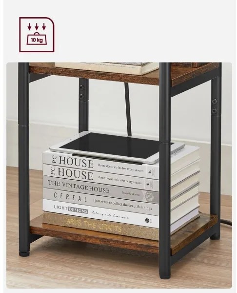 ROD kisasztal beépített fiókokkal és USB-csatlakozókkal barna/fekete