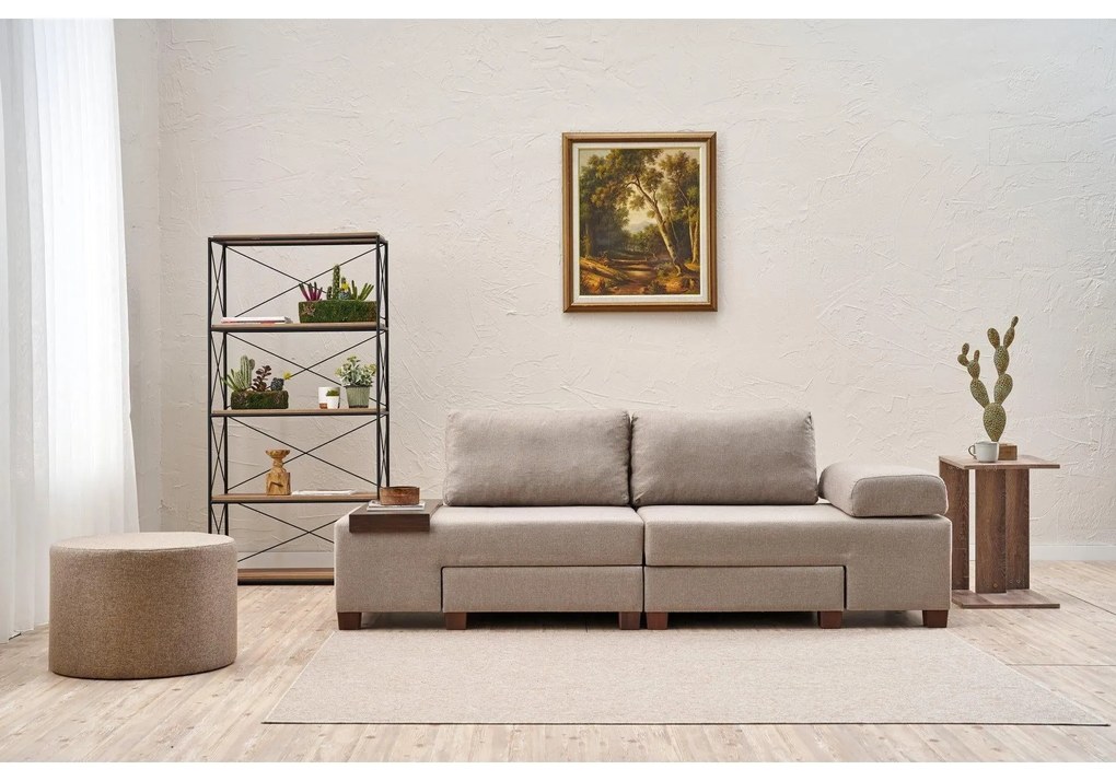 3 személyes kanapéágy Perenna Linen - Krém