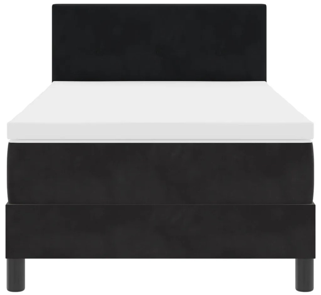 Boxspring Ágy Mattal és LED Fényekkel Fekete 90x200 cm Bársonyos