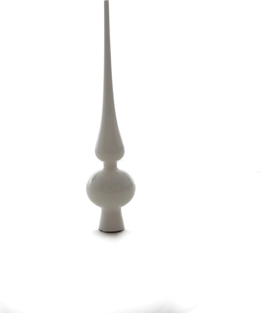 Fehér üveg csúcsdísz 25 cm