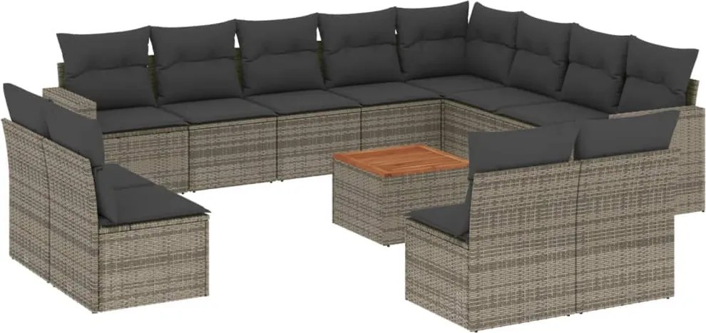 vidaXL 13 részes szürke polyrattan kerti ülőgarnitúra párnákkal