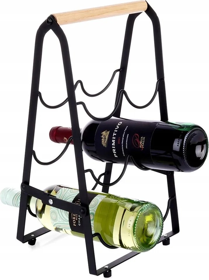 Bortartó állvány alkoholos fekete könyvespolc fém szekrény polc 6 palack