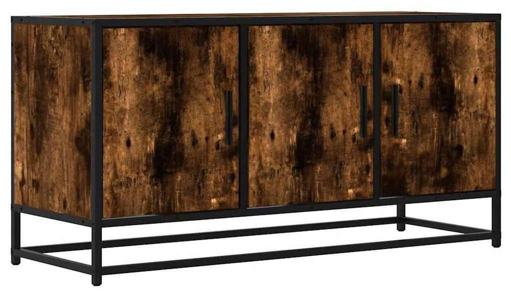 füstös tölgy színű szerelt fa és fém TV-szekrény 100x35x50 cm
