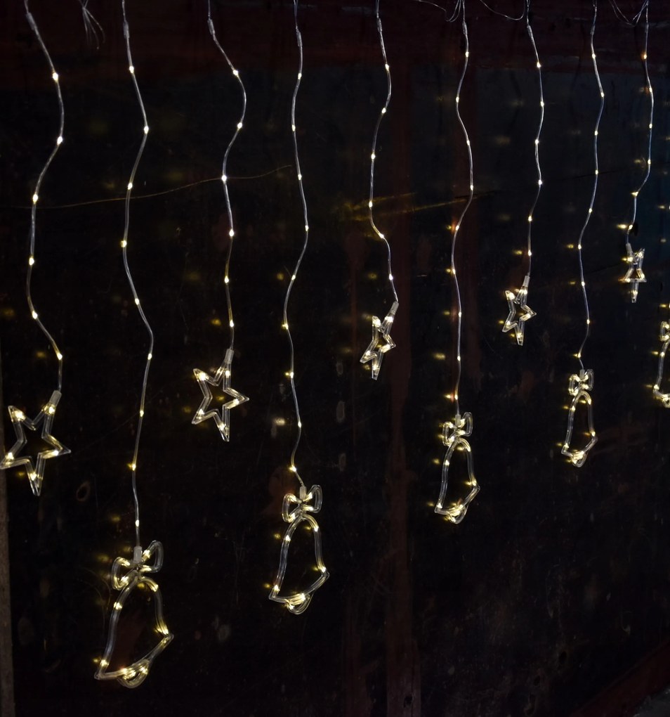 Függöny Girland 160 Csengő Csillag Fehér Meleg