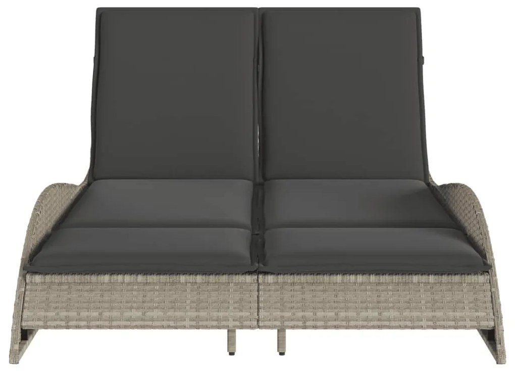 Világosszürke polyrattan napozóágy párnákkal 114x205x73 cm