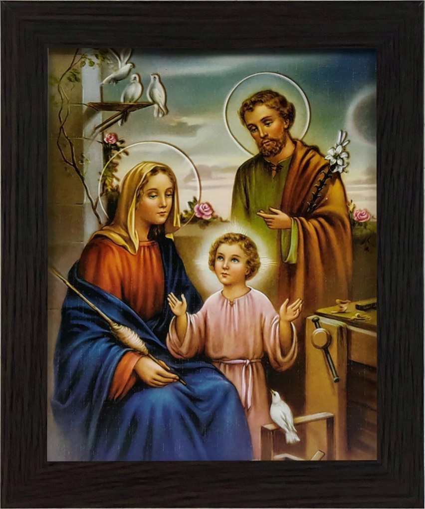 Vászonkép 30x25 Szent Család Jézus Krisztus József Mária Keret Wenge