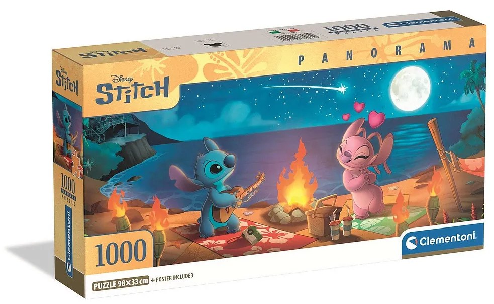 Disney Lilo és Stitch, A csillagkutya Campfire 1000 db-os panorama Compact puzzle Clementoni