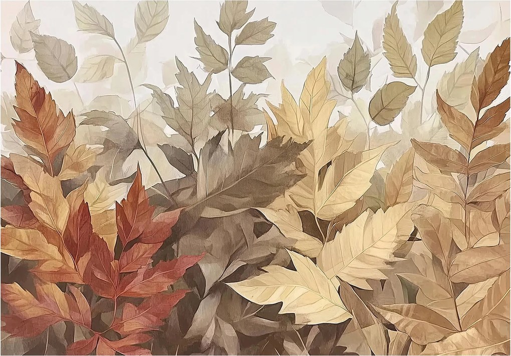 Fotótapéta levelek 3D Hatás Modern elegáns nappali hálószoba Szuper Hatás