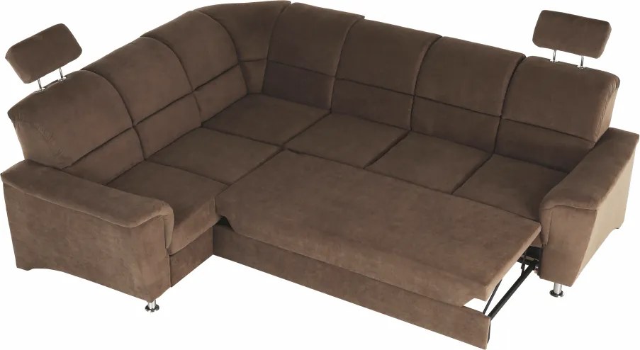 Kinyitható ülőgarnitúra, barna szövet, balos, SANTIAGO