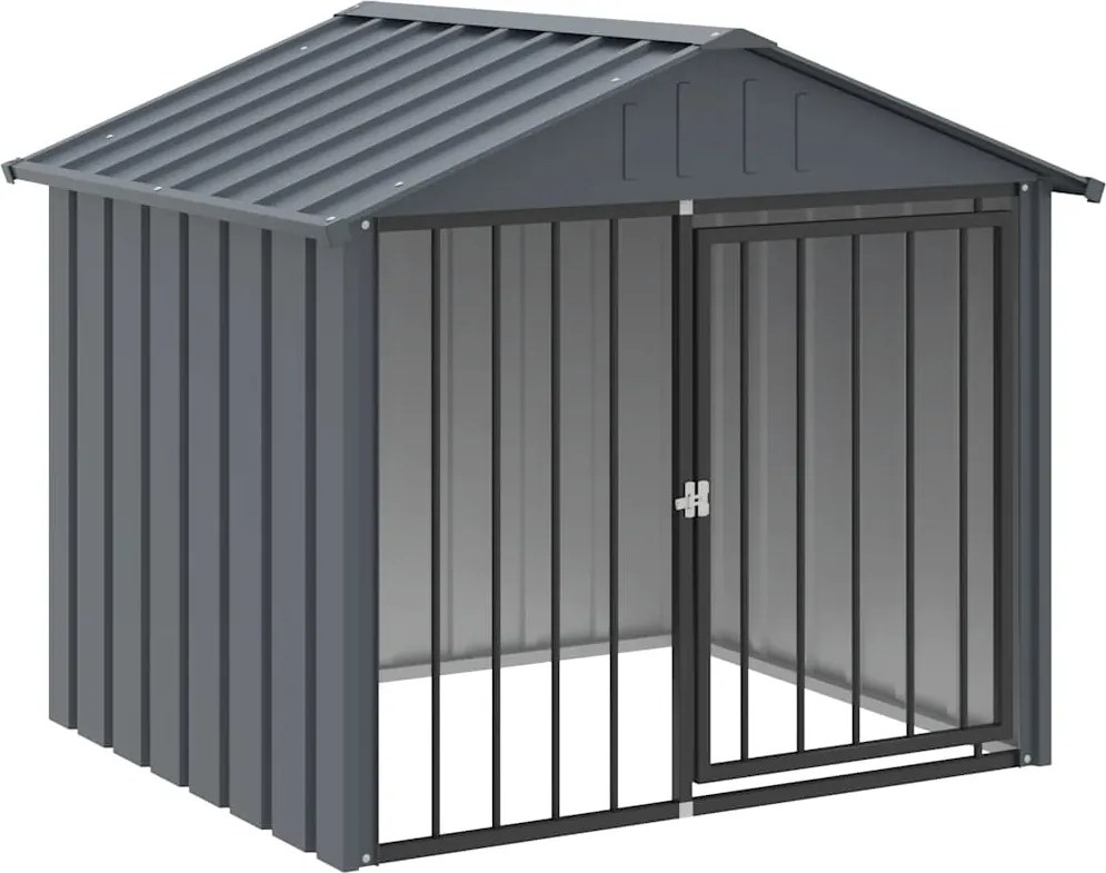 vidaXL fekete horganyzott acél kutyakennel tetővel 117x103x102 cm