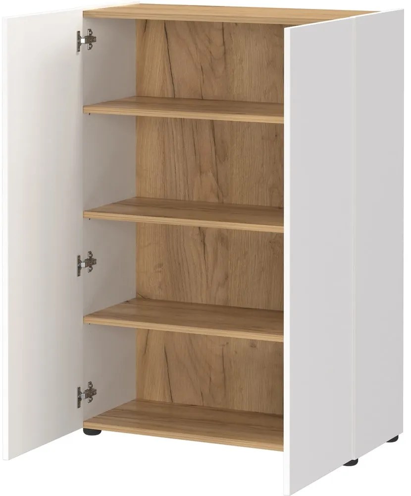 Fehér cipőtartó tölgyfa dekorral 74x105x33 cm Alviano – Germania