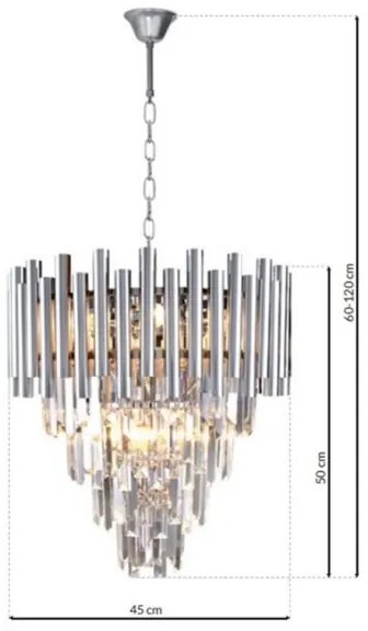 Kristály csillár láncon MADISON 9xE14/40W/230V króm