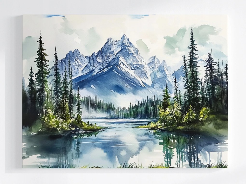 Vászonkép Canvas Tájkép Észak Kanada Hegyek Erdő Tó Természet 100x75