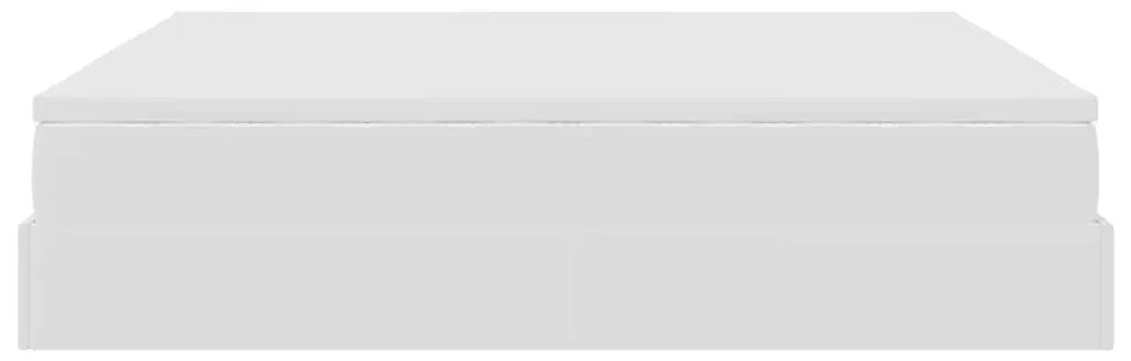 Ottomán ágykeret matraccal Fehér 200x200cm műbőrrel