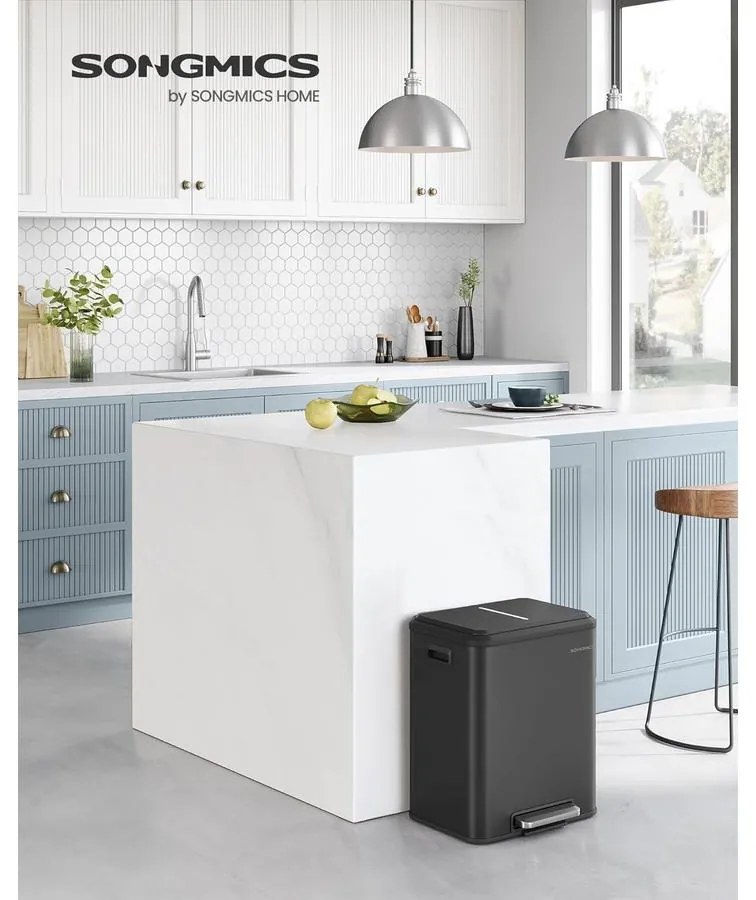 2 x 15 literes konyhai szemetes fekete színben