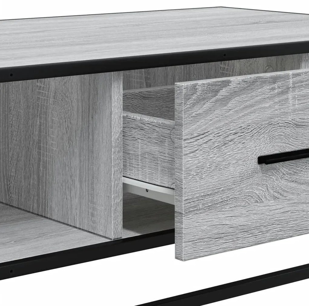 szürke sonoma szerelt fa és fém dohányzóasztal 100 x 57 x 35 cm