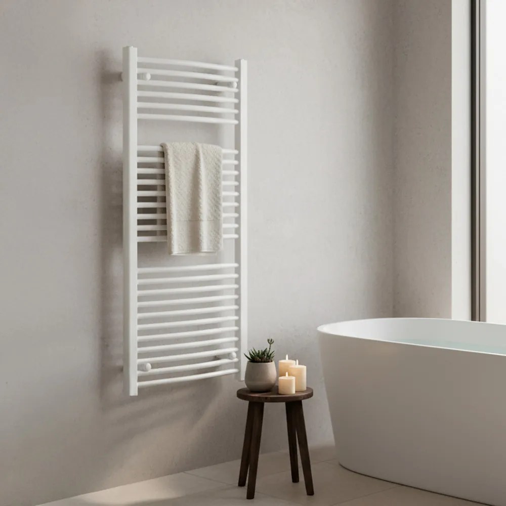 Íves törölközőszárító radiátor 1200x600 mm fehér