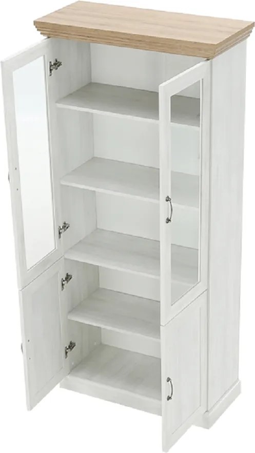 vitrines szekrény, északi sosna/vadtölgy, ROYAL W4D