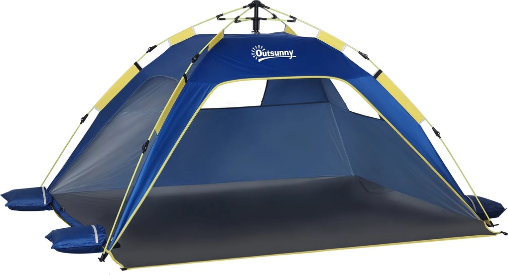 Outsunny Összecsukható Tengerparti Sátor – UV Védelemmel, Vízálló Hordtáskával 1-2 Embernek, 220 x 173 x 120 cm Sötétkék | Aosom