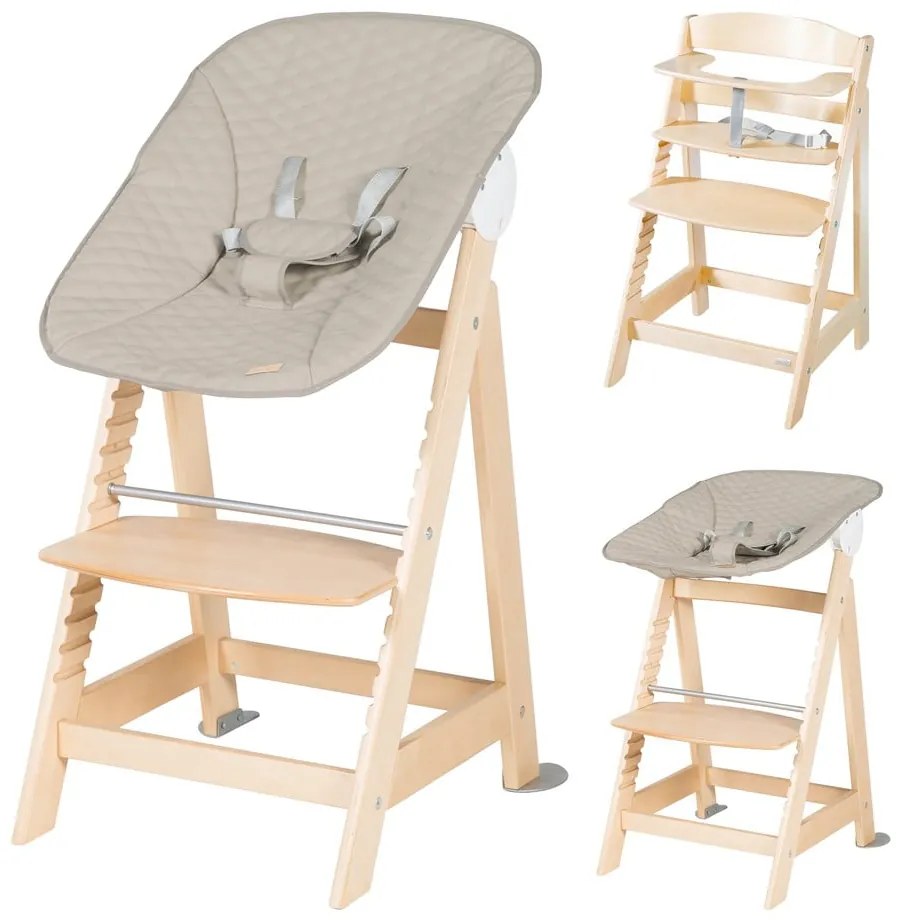 Bézs-natúr színű etetőszék Born Up 2in1 Luxe – Roba
