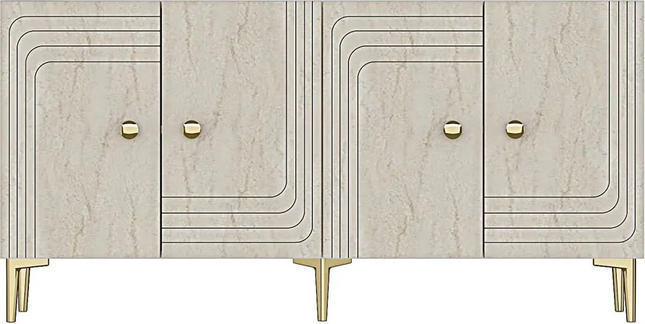 Lessi komód, fehér-travertin, 150 cm – TR555CHM1398