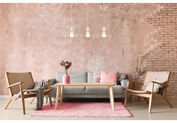 Csillár zsinóron MATT 3xE27/60W/230V fehér/arany