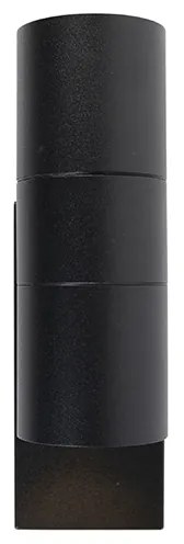 Kültéri fali lámpa fekete 2-lámpás IP44 szürkületi érzékelővel - Duo