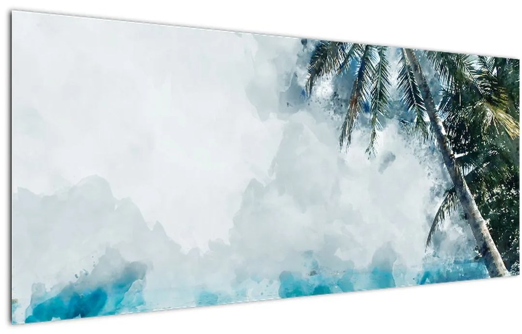 Egy pálmafa képe a tenger felett (120x50 cm)