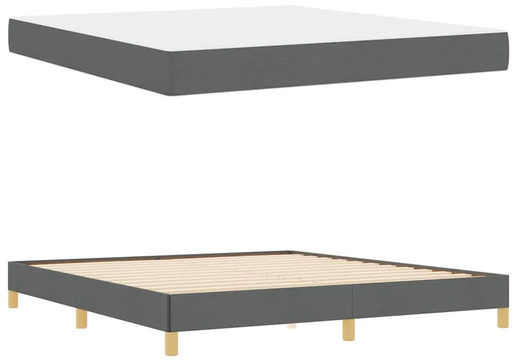 Boxrugós ágy Sötétszürke és Barna 180 x 200 cm