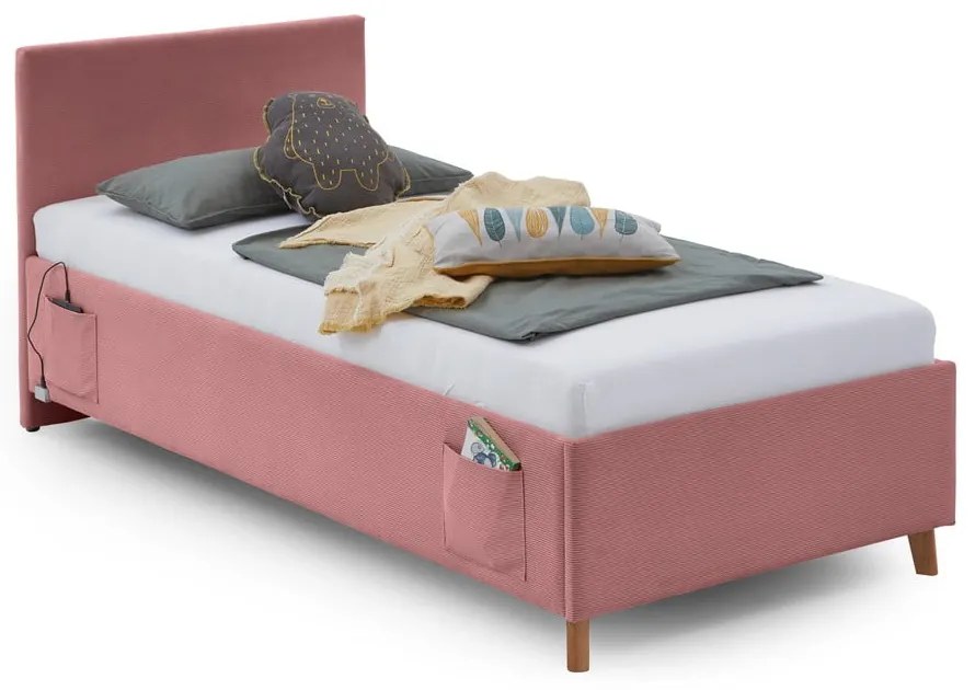 Rózsaszín kárpitozott gyerekágy ágyrács nélkül 90x200 cm Cool – Meise Möbel
