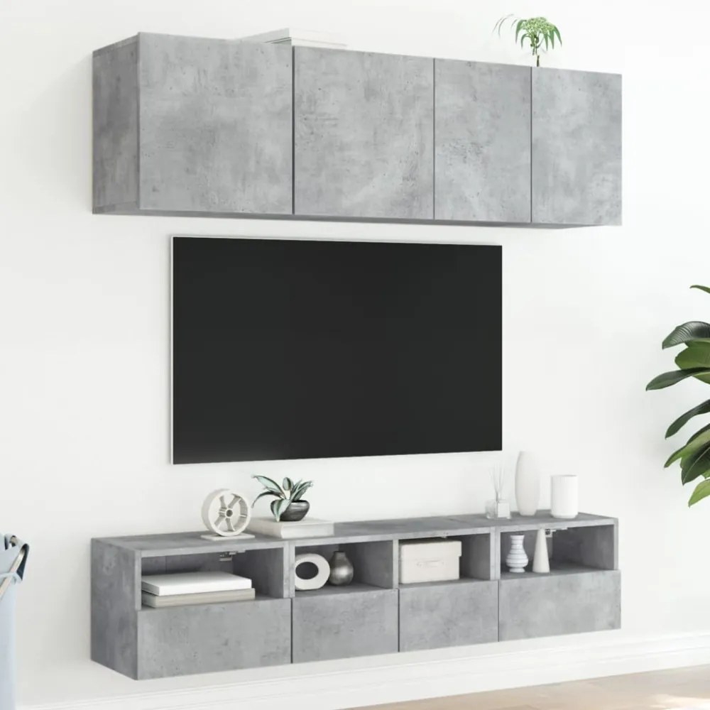 betonszürke szerelt fa fali TV-szekrény 40 x 30 x 30 cm