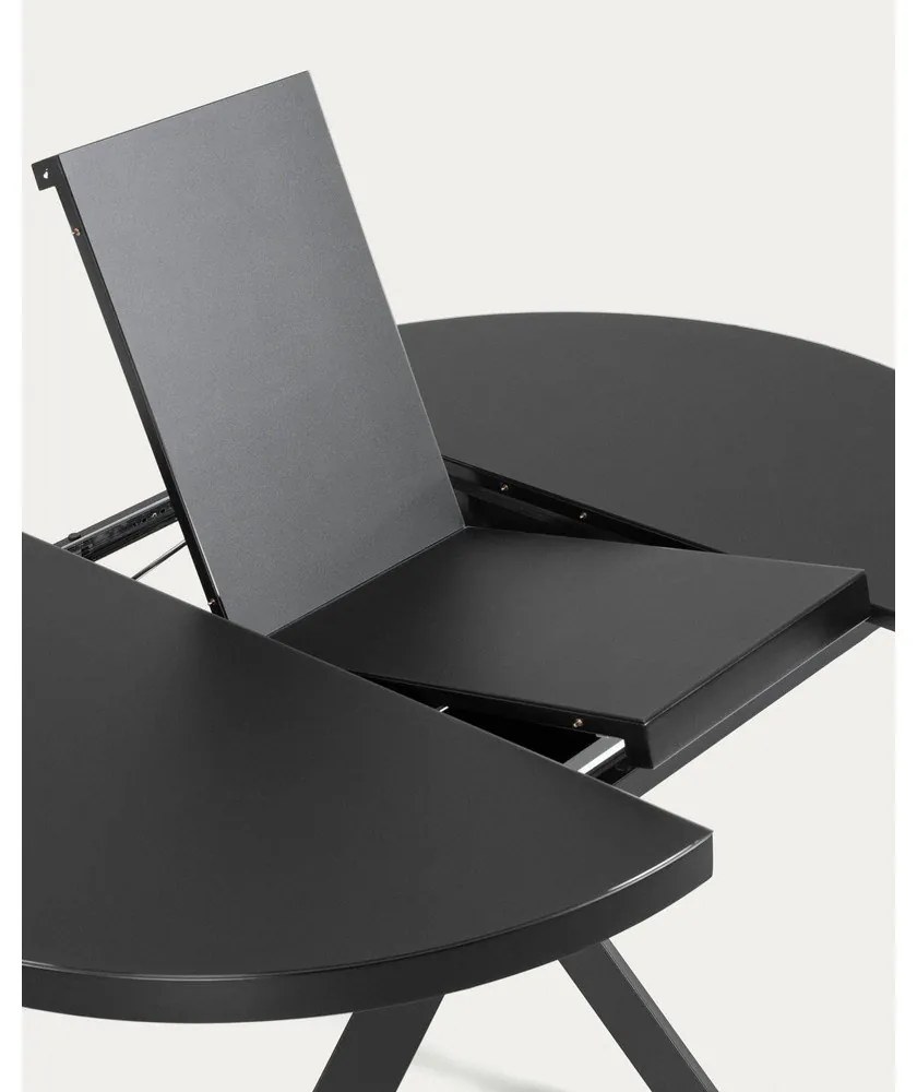 Fekete kerek bővíthető étkezőasztal üveg asztallappal ø 160 cm Vashti – Kave Home