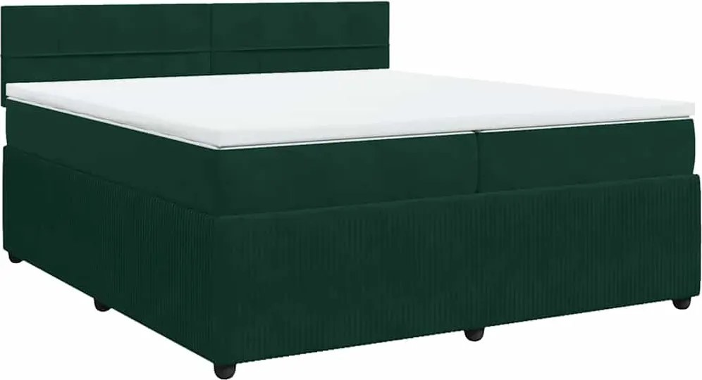 vidaXL sötétzöld bársony rugós ágy matraccal 200x200 cm