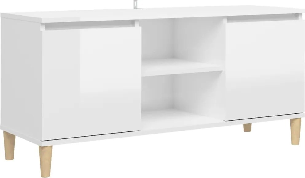 vidaXL magasfényű fehér TV-szekrény tömör falábakkal 103,5x35x50 cm