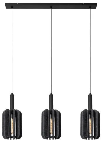 Lucide 45492/03/36 - Csillár zsinóron RAFAL 3xE27/40W/230V fekete/szürke