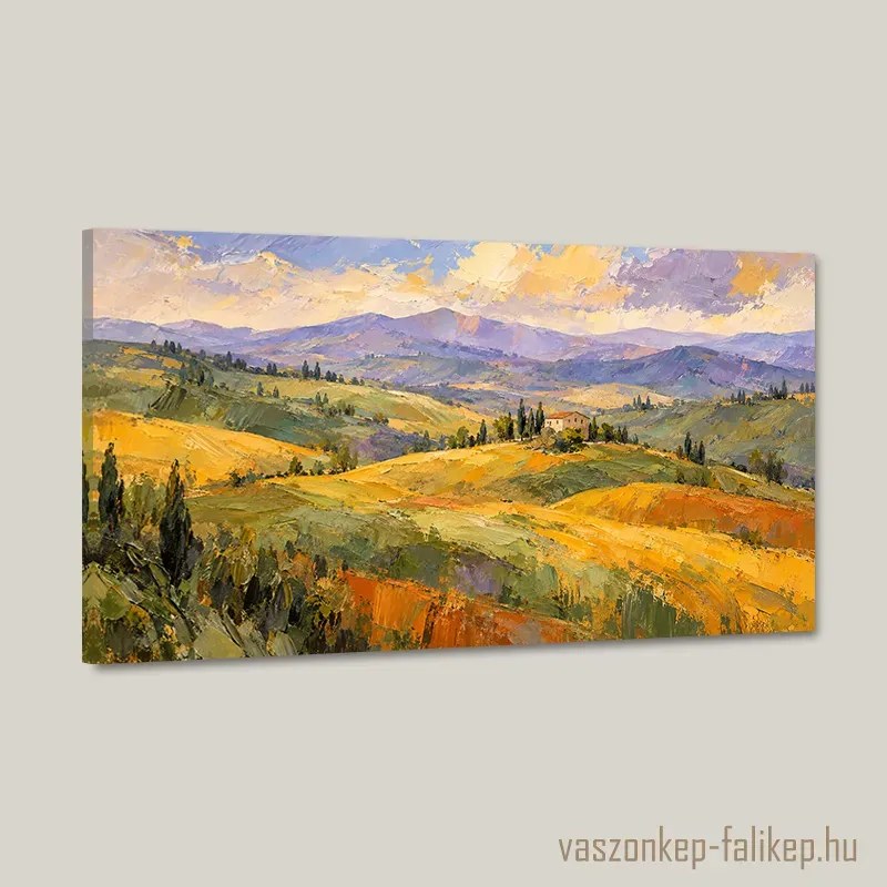 Toszkán aranydombok vászonkép – élénk részletek 40x23 cm