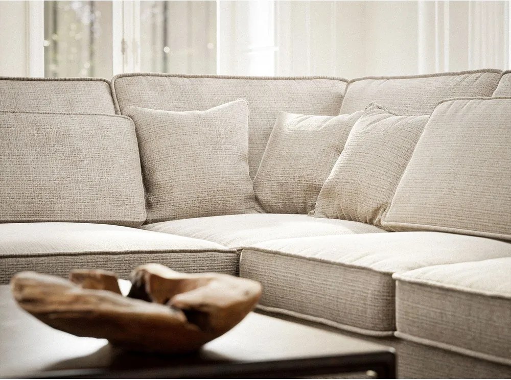 Krémszínű zsenília sarokkanapé (bal oldali-L alakú) Kirou – Maison de Rêve