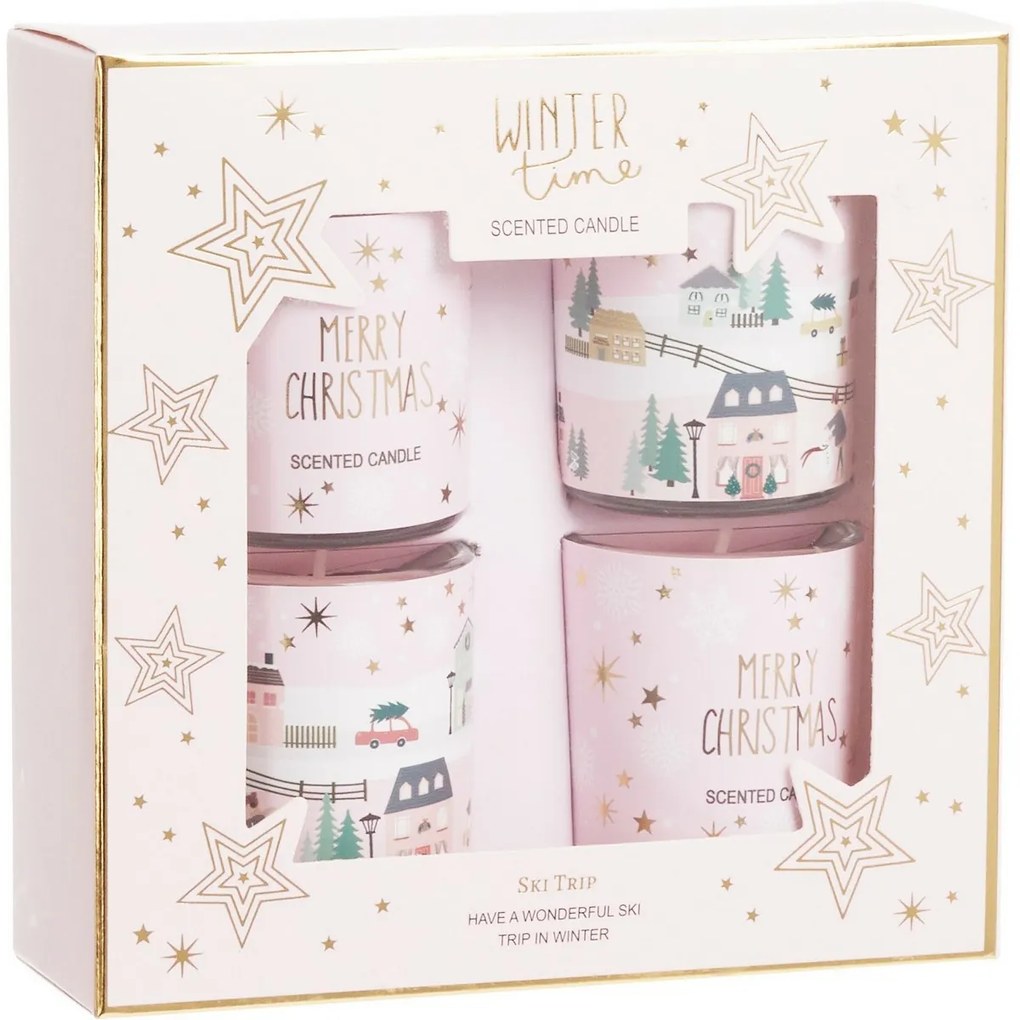 Winter Fun illatgyertya szett, Pink Fairytaleillat 40 g, 4 db