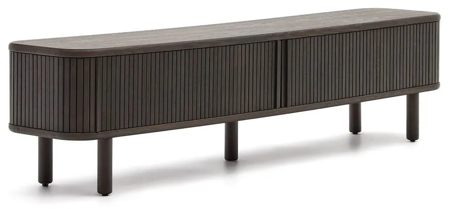 Sötétbarna TV-állvány kőrisfa dekorral 200x50 cm Mailen – Kave Home