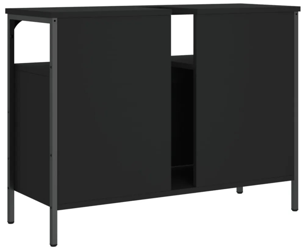 fekete szerelt fa fürdőszobai mosdószekrény 80 x 30 x 60 cm