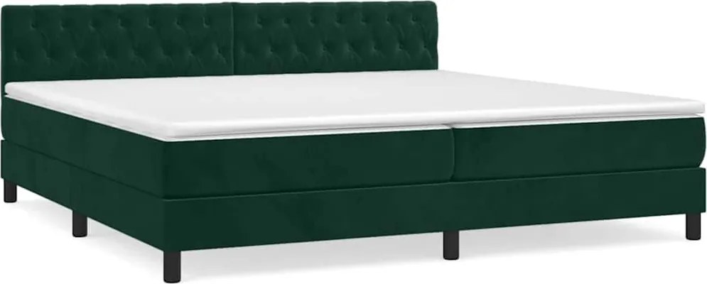 vidaXL sötétzöld bársony rugós ágy matraccal 200x200 cm
