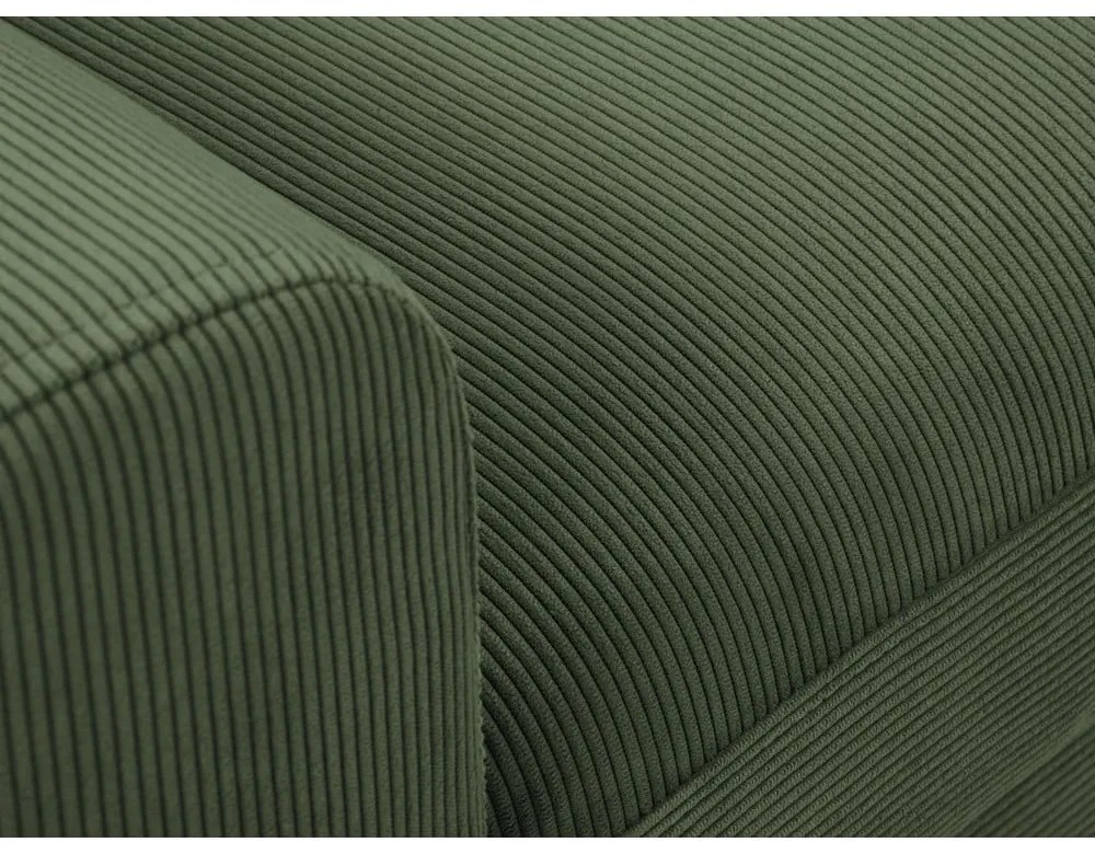 Zöld kordbársony kinyitható tárolóhelyes sarokkanapé (jobb oldali-heverő résszel) Kyoto – Cosmopolitan Design