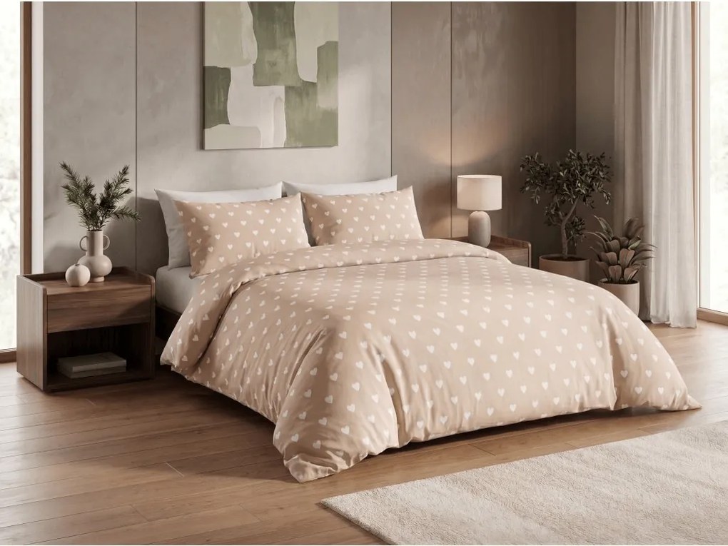 Poliészter pamut ágyneműhuzat HEARTILO POLY bézs Ágyneműhuzat mérete: 2 db 70 x 90 cm | 200 x 220 cm