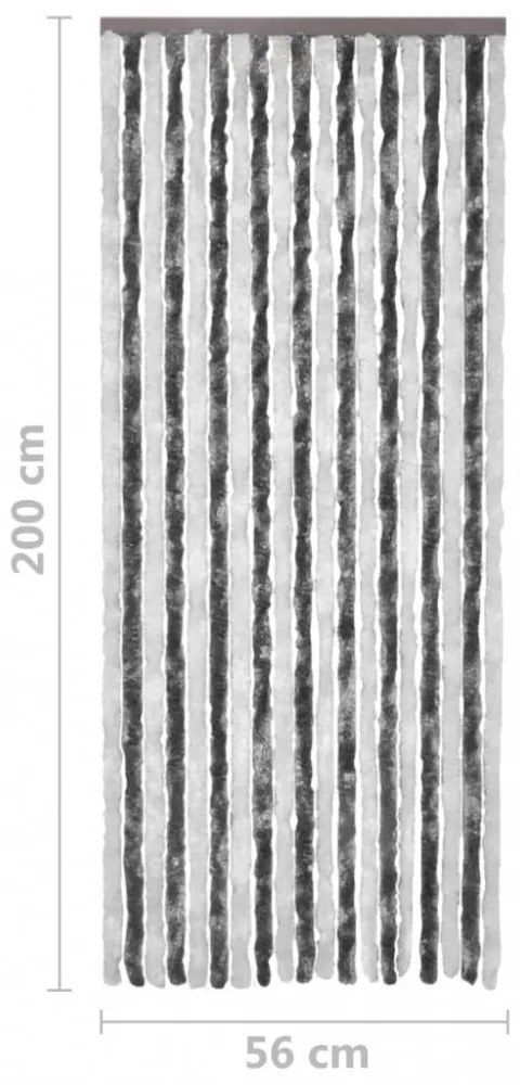 szürke és fehér zsenília rovarfüggöny 56 x 200 cm