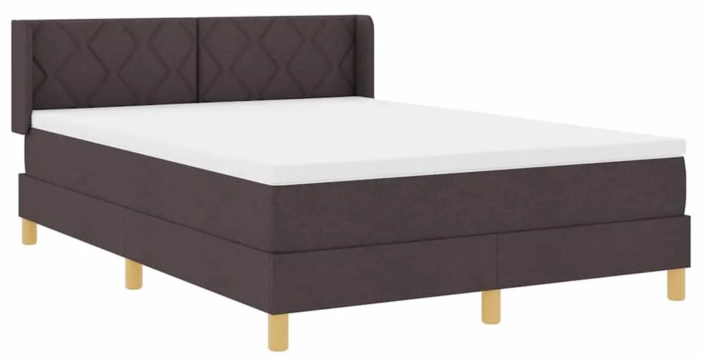 Boxrugós ágy matracmal Sötétbarna és fehér 160 x 200 cm szövet