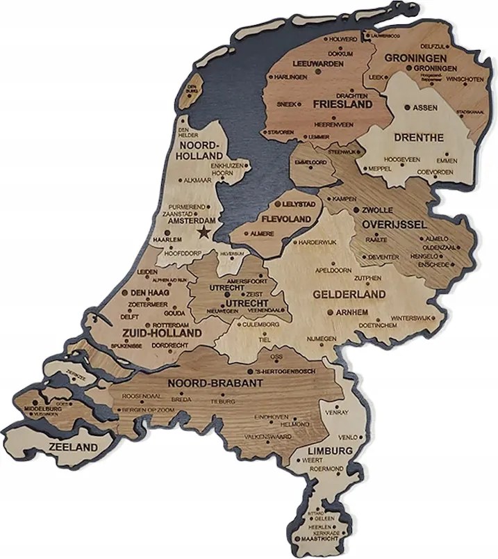 Hollandia Térkép Falra Fa Kép Fa Fali Dekoráció