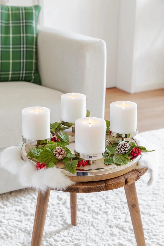 Adventi koszorú Jale (Ø 36 cm), mangófa, rozsdamentes acél szegéllyel - EDZARD