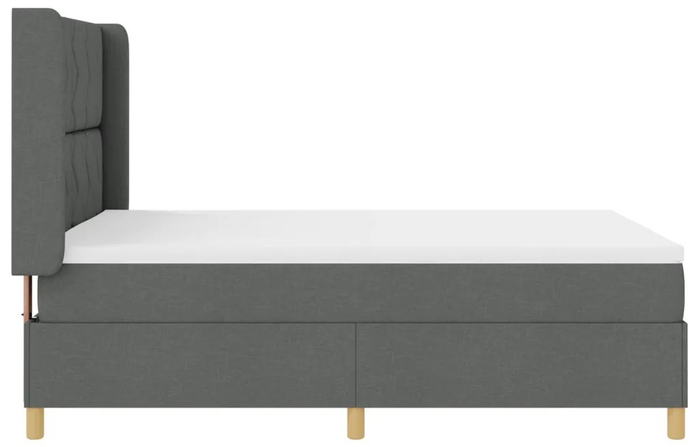 Boxspring Ágy Mattal Sötétszürke - 140x200 cm Szövet